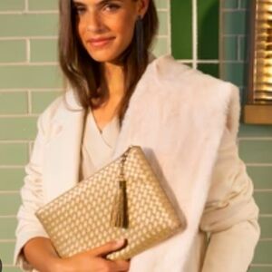 Virginia Wolfe Mini Metallic Woven Faux Leather Pouch